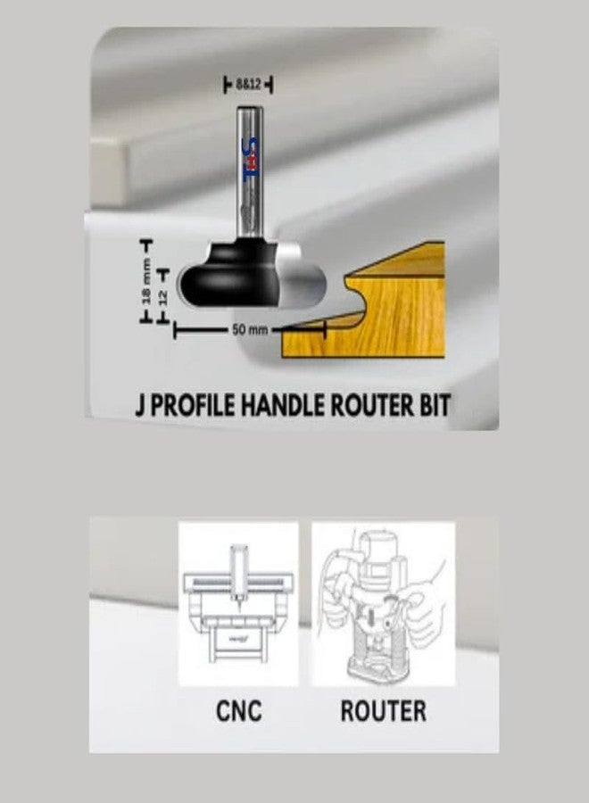 THS Handle Less Door Router Bit (?J? Profile) Finger Pull Bit Shank 12mm - Image 2